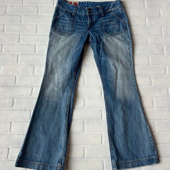 Kali Denim Company Wide Leg Bootcut Light Wash Denim Jeans Y2K Style -sz 15 - Picture 1 of 7